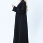 Professional Black Abaya with White Contrast Stitching, Slit Sleeves and Matching Headscarf