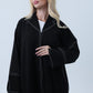 Professional Black Abaya with White Contrast Stitching, Slit Sleeves and Matching Headscarf