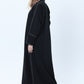 Professional Black Abaya with White Contrast Stitching, Slit Sleeves and Matching Headscarf