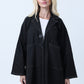 Black Denim Abaya with Pockets & Sheila - Tailored Collar Design