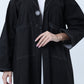 Black Denim Abaya with Pockets & Sheila - Tailored Collar Design