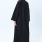 Black Denim Abaya with Pockets & Sheila - Tailored Collar Design
