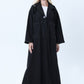 Black Denim Abaya with Pockets & Sheila - Tailored Collar Design