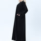 Black Phua Fabric Abaya with Lace Trim, Silver Detailing & Pockets