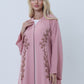 Pink Embroidered Abaya in Nida Fabric with Matching Sheila