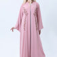 Pink Embroidered Abaya in Nida Fabric with Matching Sheila