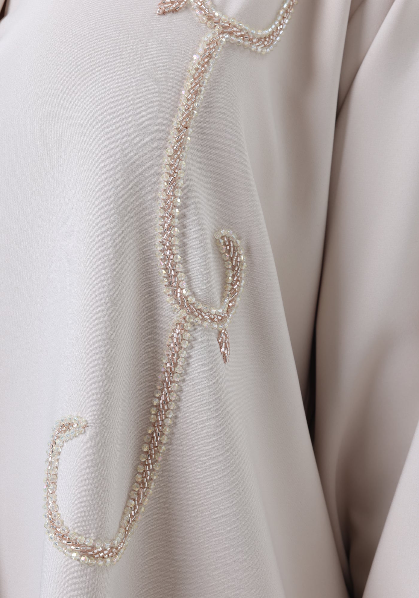 Beige Mélange Hand Embroidered Abaya with Matching Headscarf
