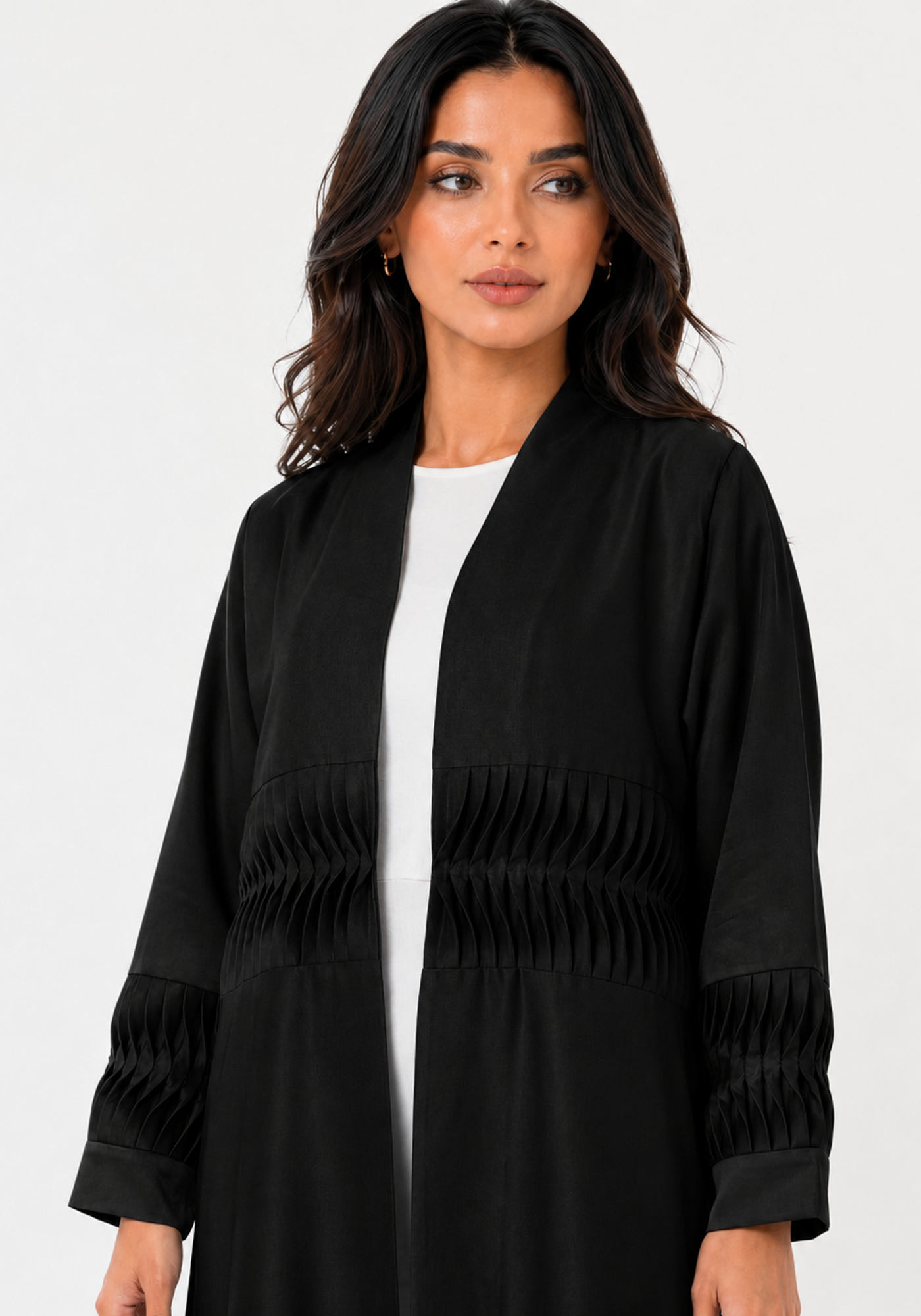 Elegant Black Pleated Abaya with Matching Headscarf