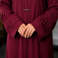 Maroon Crepe Abaya with Pleated Cuffs & Matching Chiffon Hijab
