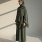 Olive Green Hand Embroidered Barbie Crepe Abaya