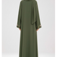 Olive Green Hand Embroidered Barbie Crepe Abaya