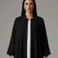 Signature Korean Nida Black Open Abaya Minimalist High-Neck Design