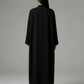 Signature Korean Nida Black Open Abaya Minimalist High-Neck Design