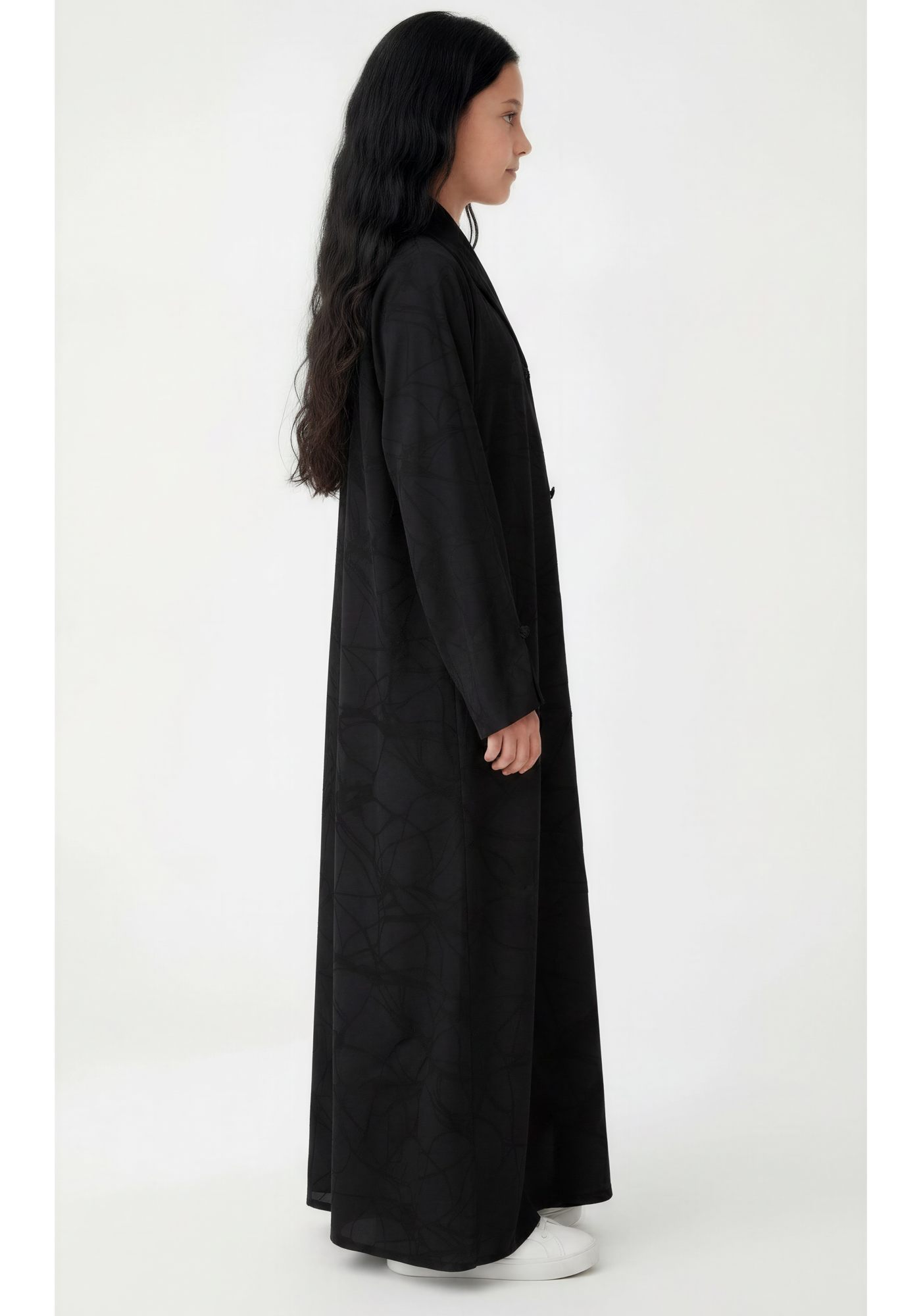 Girls Abstract Print Abaya with Matching Chiffon Headscarf, Elegant Everyday Modest Wear