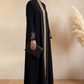 Black Abaya | Gold Embroidery I Chiffon Hijab