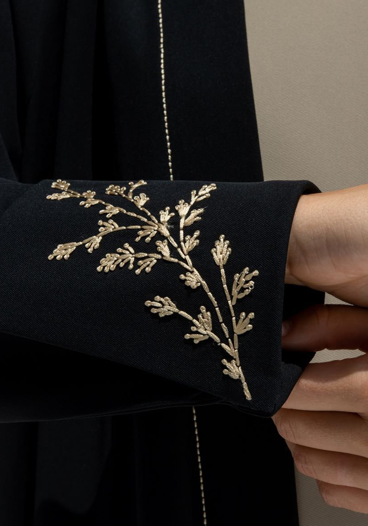 Black Abaya | Gold Embroidery I Chiffon Hijab