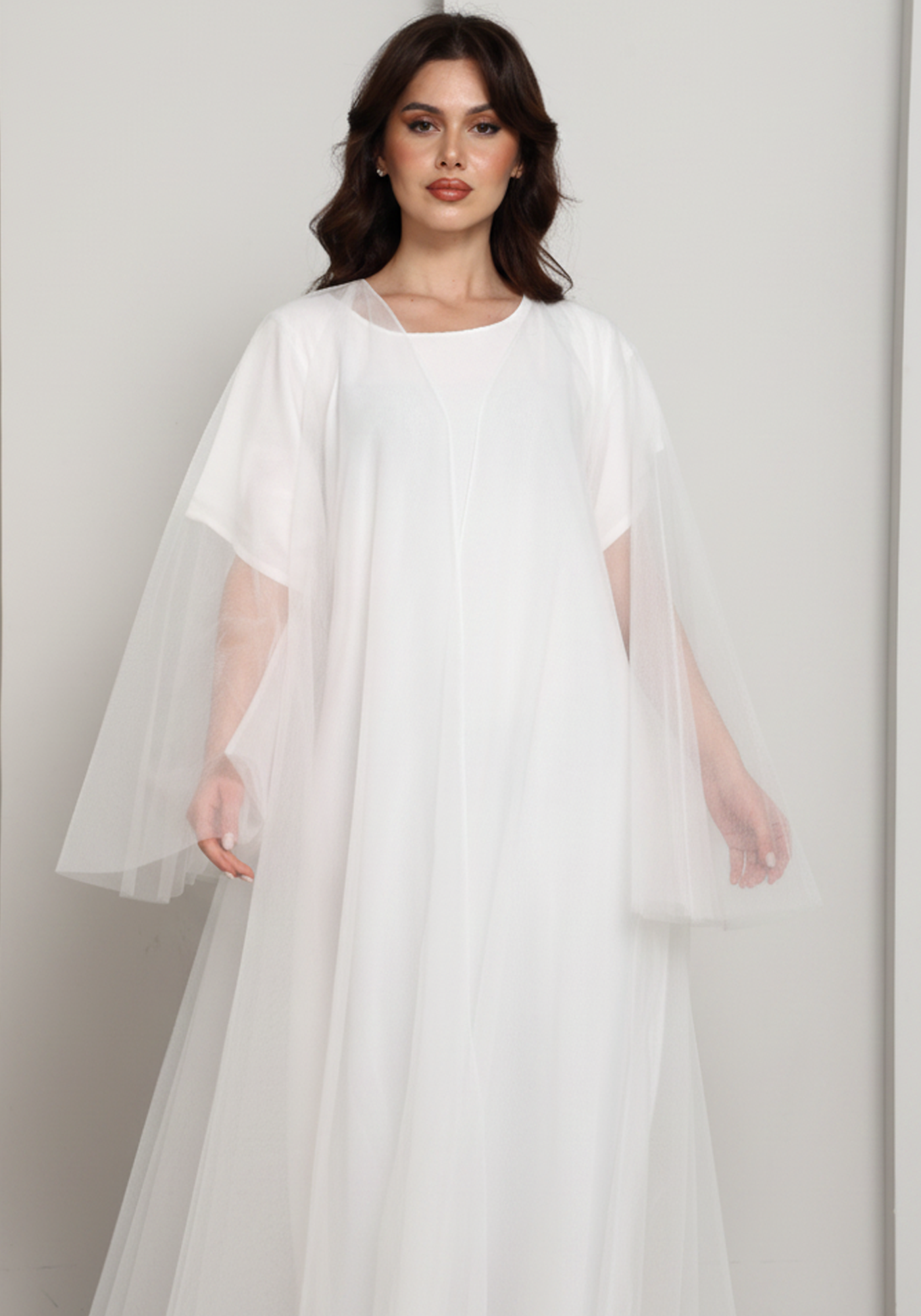 White Tulle Net Designer Abaya