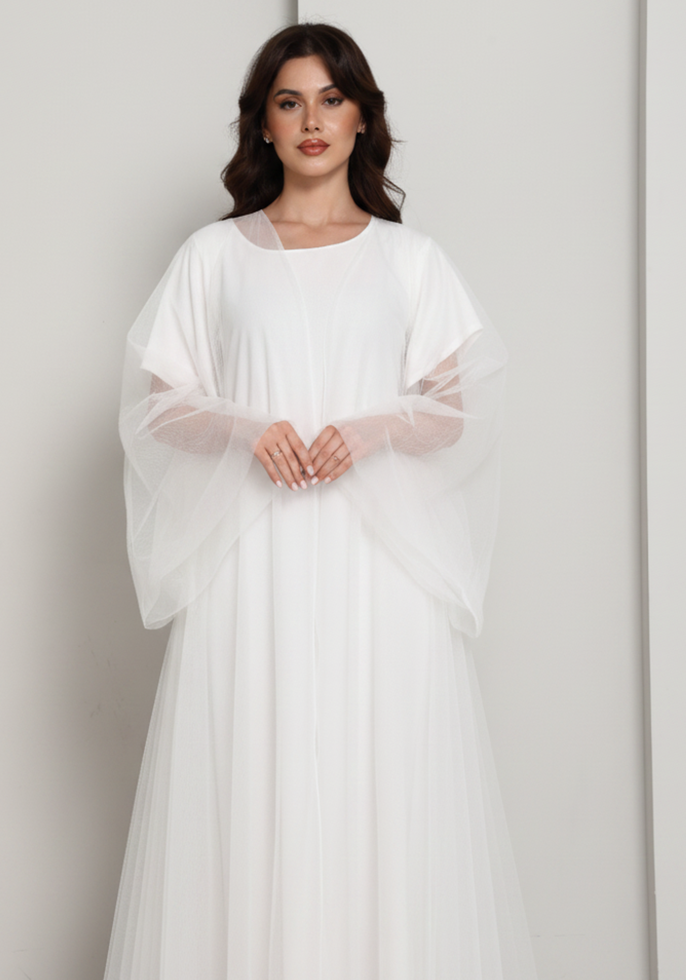 White Tulle Net Designer Abaya