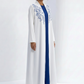 White Abaya with Blue Threadwork Embroidery & Royal Blue Inner Dress