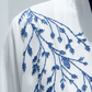 White Abaya with Blue Threadwork Embroidery & Royal Blue Inner Dress