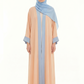 Open Abaya 3 piece Set I Powder Blue Contrast Trim I Flowy Everyday Style