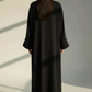 Black Open Abaya with Bell Sleeves, Lightweight Everyday Style
