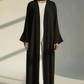 Black Open Abaya with Bell Sleeves, Lightweight Everyday Style