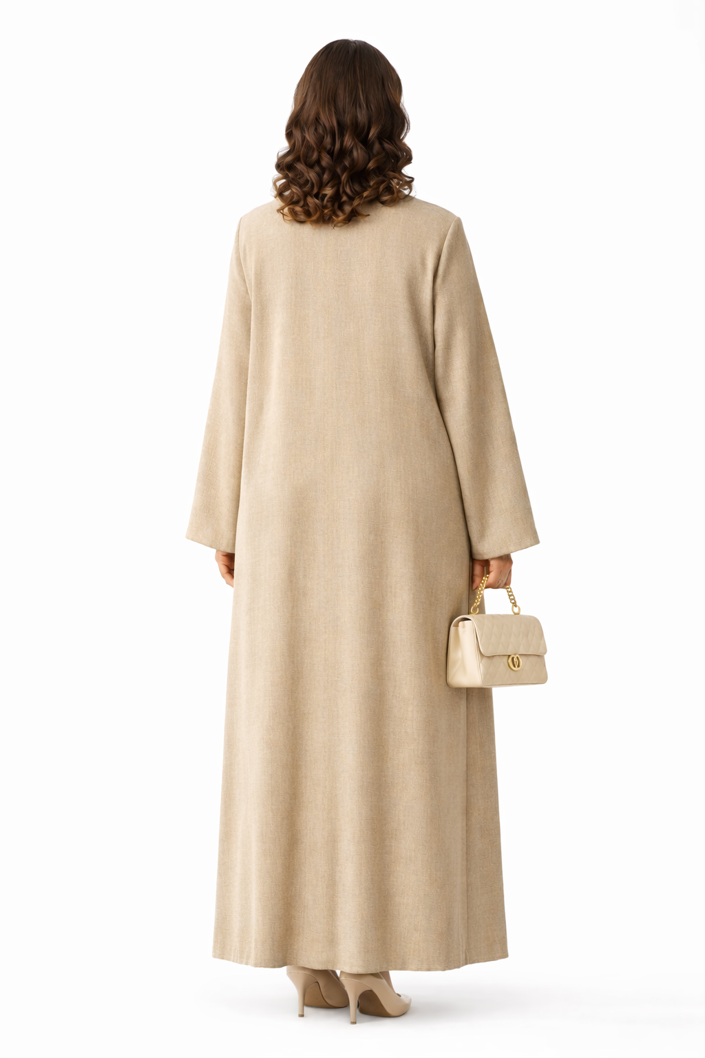 Premium Bella Linen Blend Abaya I Elegant Front Button Design I Greige Color