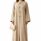 Premium Bella Linen Blend Abaya I Elegant Front Button Design I Greige Color