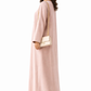 Premium Bella Linen Blend Abaya I Elegant Front Button Design I Pink Color