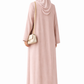 Premium Bella Linen Blend Abaya I Elegant Front Button Design I Pink Color