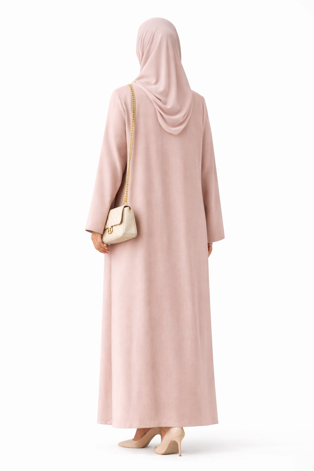Premium Bella Linen Blend Abaya I Elegant Front Button Design I Pink Color
