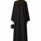 Premium Bella Linen Blend Abaya I Elegant Front Button Design I Black Abaya