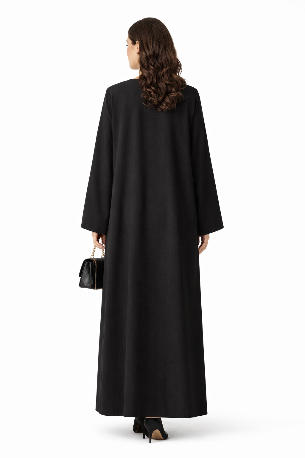 Premium Bella Linen Blend Abaya I Elegant Front Button Design I Black Abaya