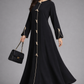 Black Korean Nida Abaya | Luxury Modest Wear with Contrast Piping