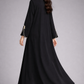 Black Korean Nida Abaya | Luxury Modest Wear with Contrast Piping