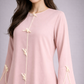 Pink Korean Nida Abaya | Luxury Modest Wear with Contrast Piping