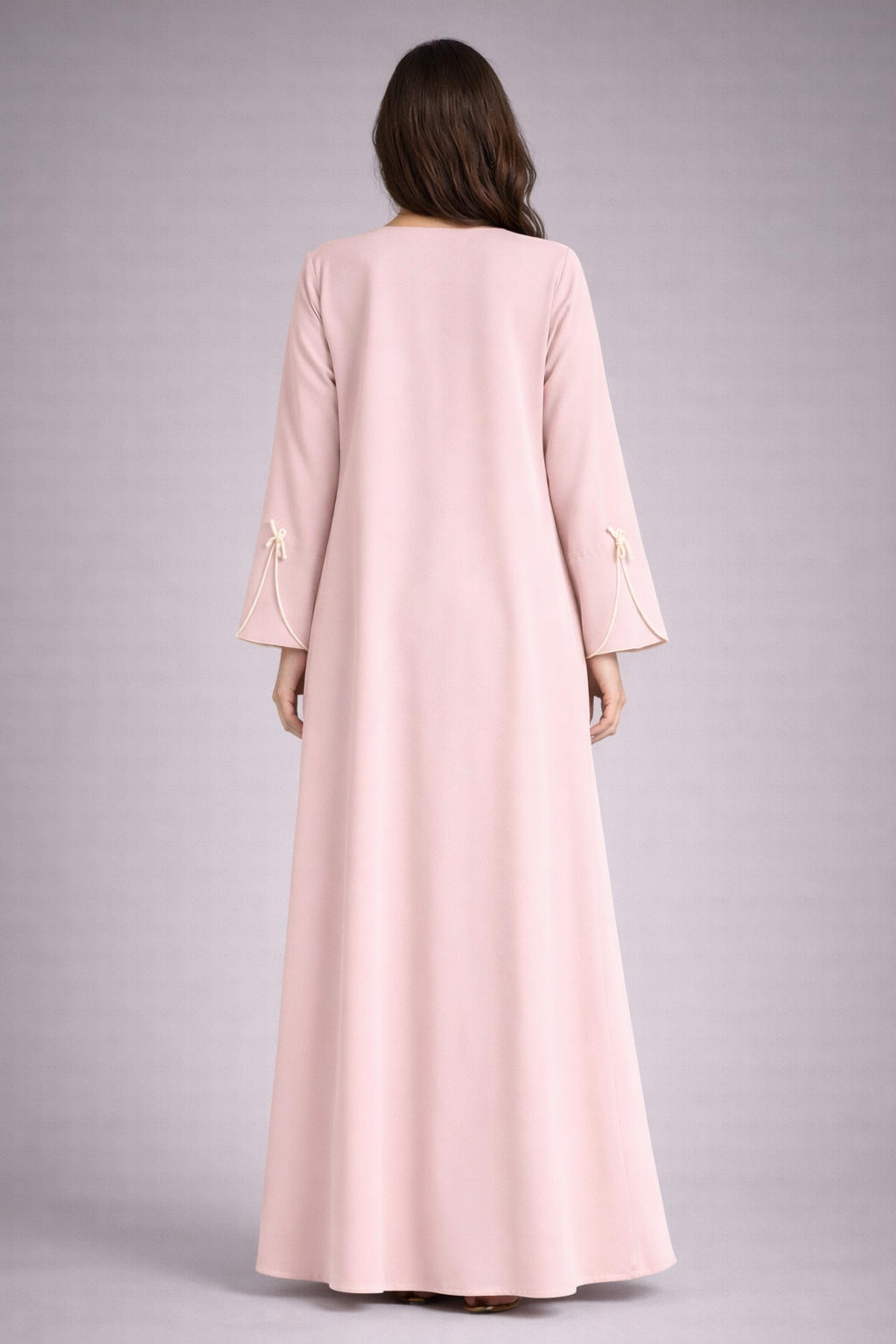 Pink Korean Nida Abaya | Luxury Modest Wear with Contrast Piping