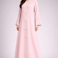 Pink Korean Nida Abaya | Luxury Modest Wear with Contrast Piping