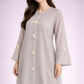 Grey Korean Nida Abaya | Luxury Modest Wear with Contrast Piping
