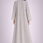 Grey Korean Nida Abaya | Luxury Modest Wear with Contrast Piping