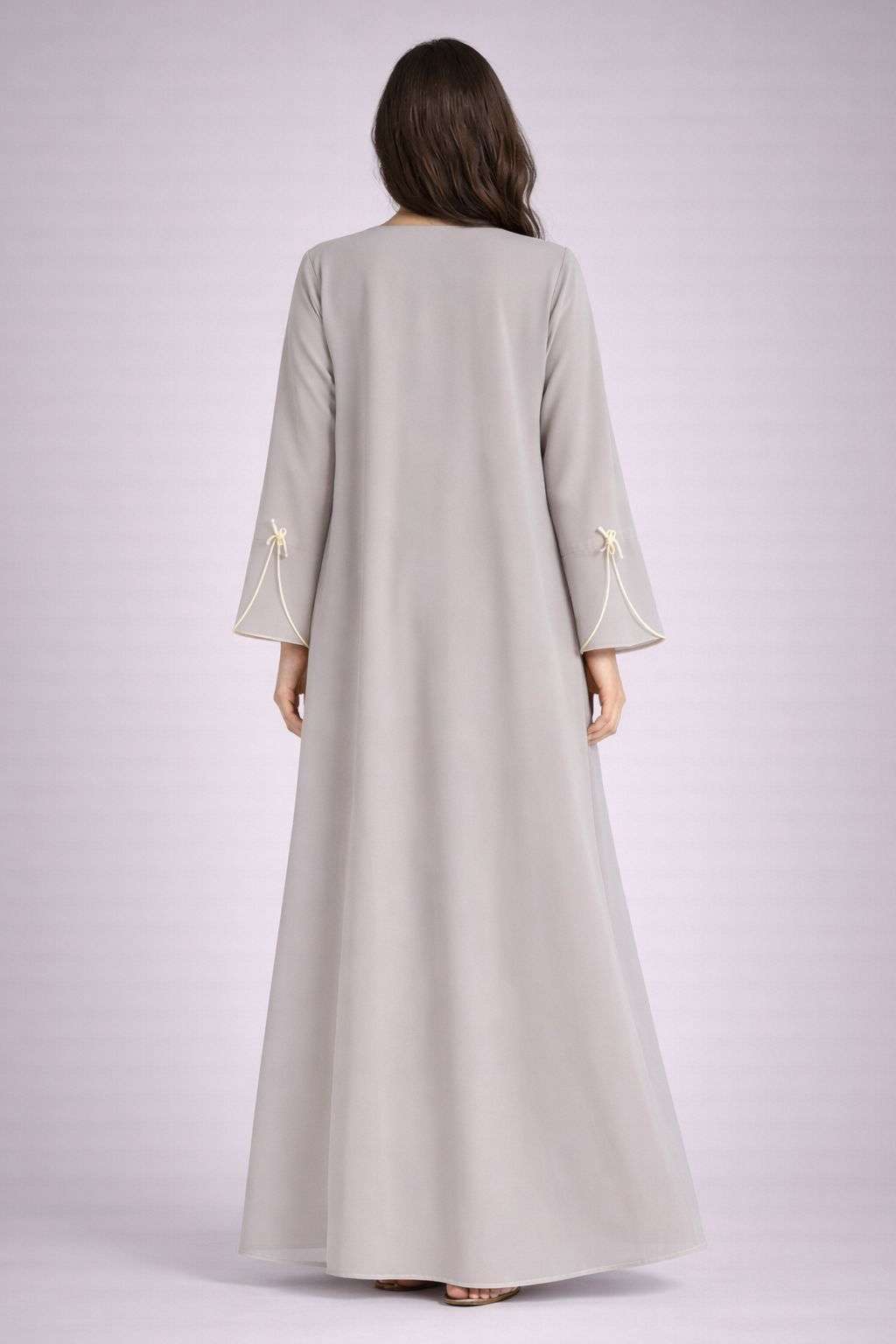 Grey Korean Nida Abaya | Luxury Modest Wear with Contrast Piping
