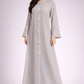Grey Korean Nida Abaya | Luxury Modest Wear with Contrast Piping