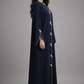 Blue Korean Nida Abaya | Luxury Modest Wear with Contrast Piping