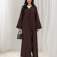 Bridal Satin Wave Abaya – Deep Espresso