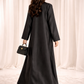 Victoria Satin Petal Detail Abaya I Classic Black