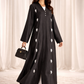 Victoria Satin Petal Detail Abaya I Classic Black