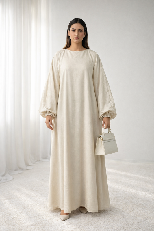 Lightweight Harir Maqsood Prayer Abaya I Cream Color