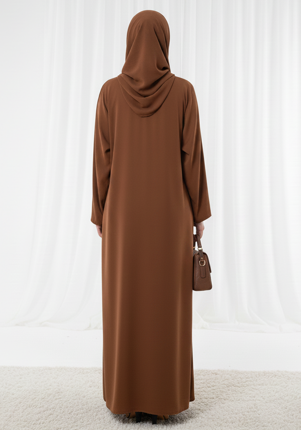Harir Maqsood Brown Prayer Abaya – Attached Hijab Design
