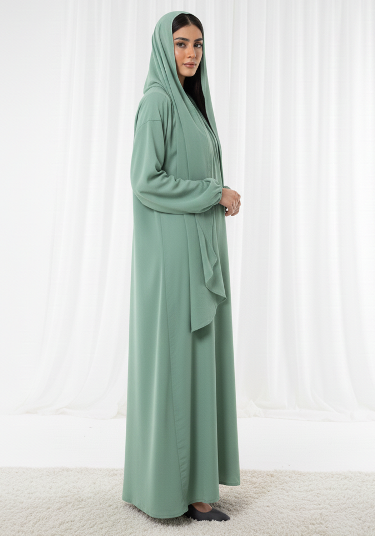 Harir Maqsood Green Prayer Abaya I Attached Hijab Design